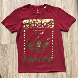 Red & Gold Adidas Trefoil Graphic T-Shirt